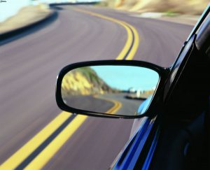 view in rear view mirror